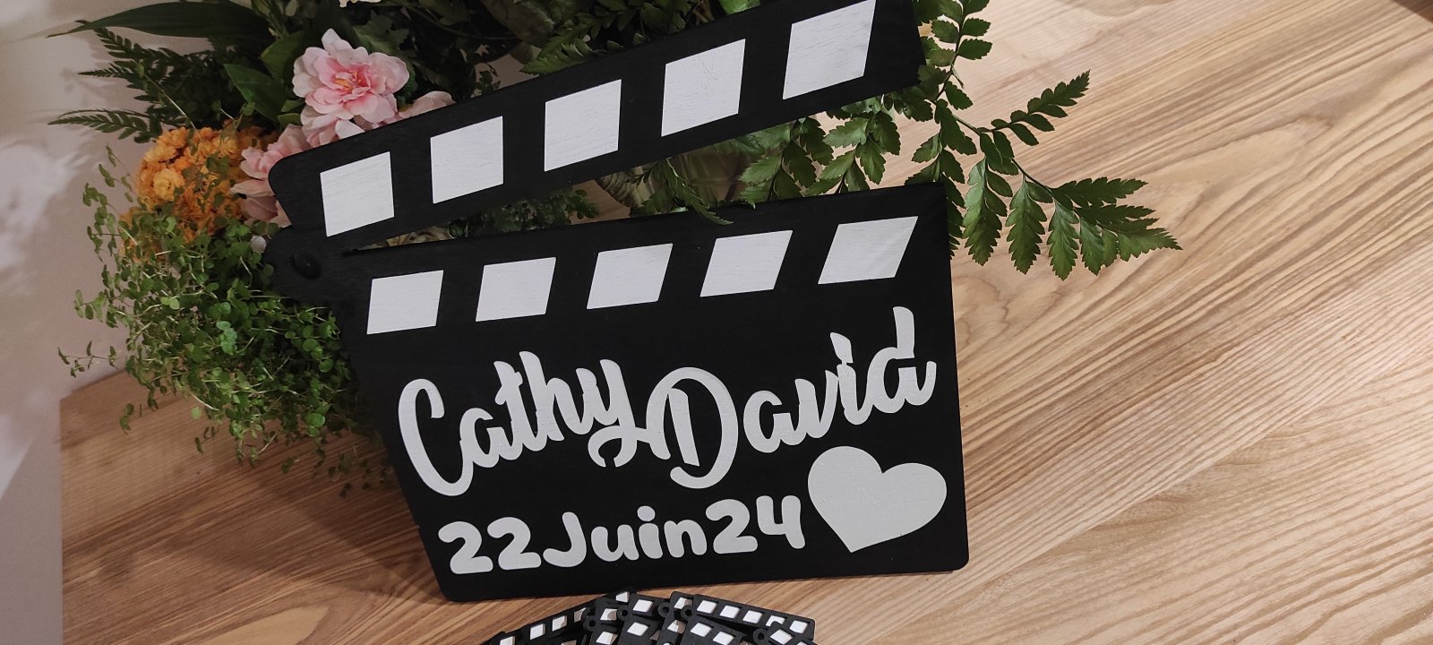 Clap de cinéma en bois personnalisé - XL