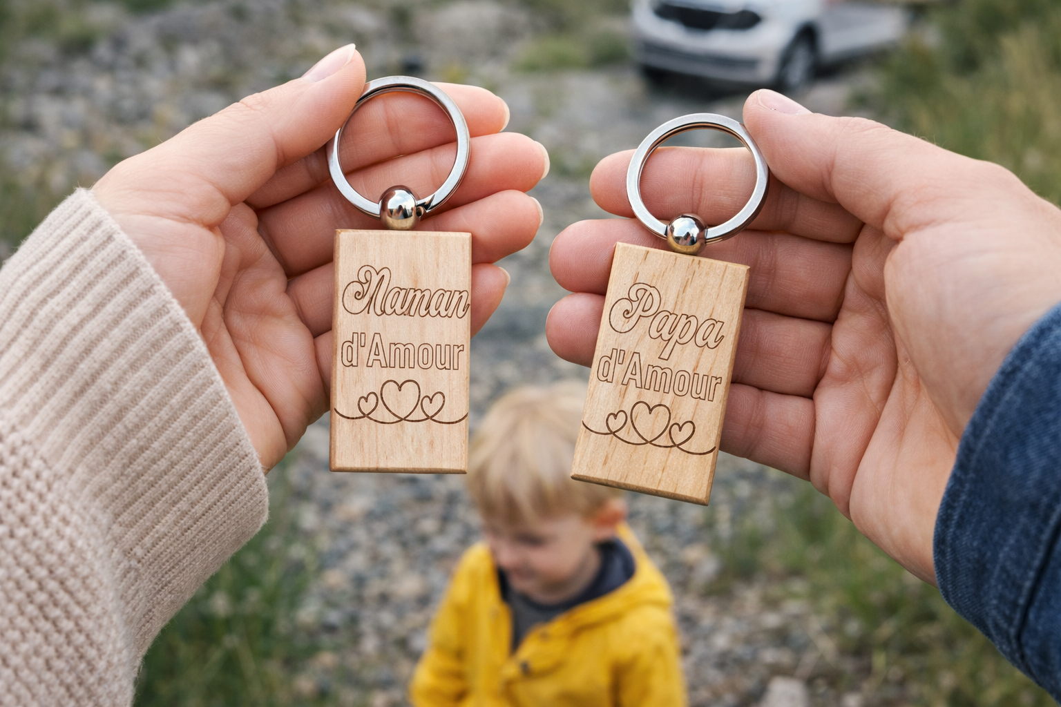Porte-clés en bois massif personnalisé