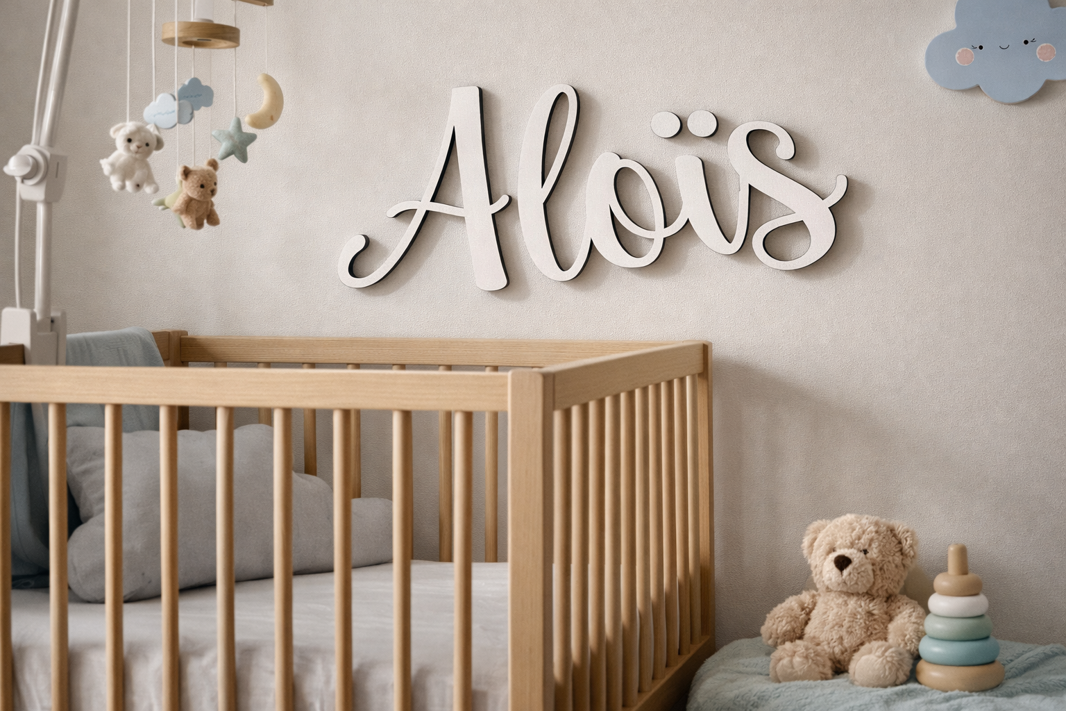 Prénom en bois personnalisé pour chambre bébé
