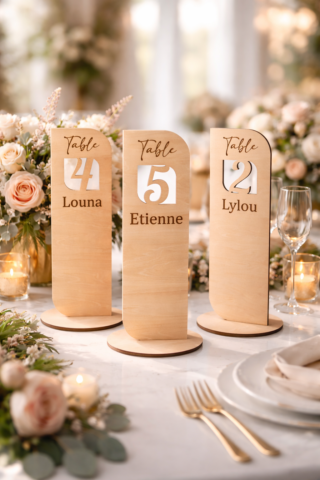 Numéro de table mariage en bois personnalisé