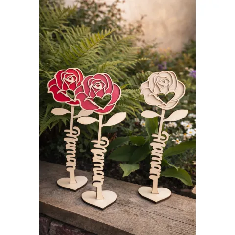 Rose décorative en bois personnalisée