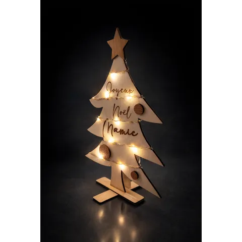 Sapin de Noël en bois personnalisé avec lumière