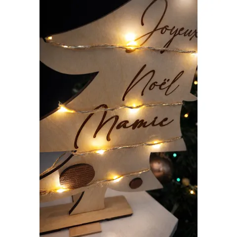 Sapin de Noël en bois personnalisé avec lumière