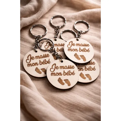 Porte-clés en bois rond personnalisé