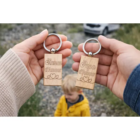 Porte-clés en bois massif personnalisé