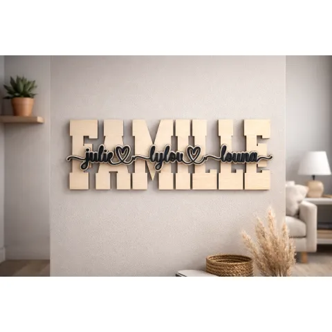 écoration murale en bois “Famille” personnalisée
