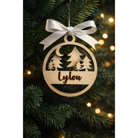 Boule de Noël personnalisée en bois