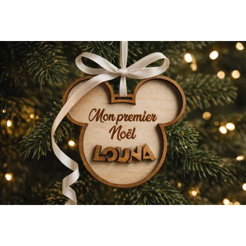 Boule de Noël personnalisée en bois