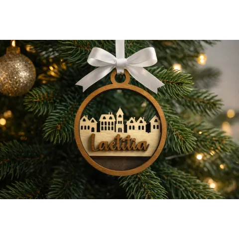 Boule de Noël personnalisée en bois