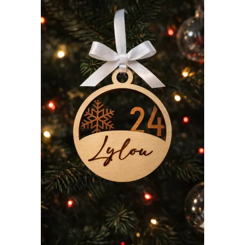 Boule de Noël personnalisée en bois