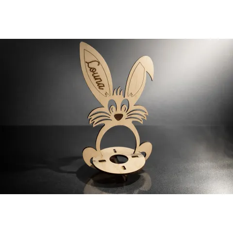 Coquetier Lapin de Pâques en Bois Personnalisé