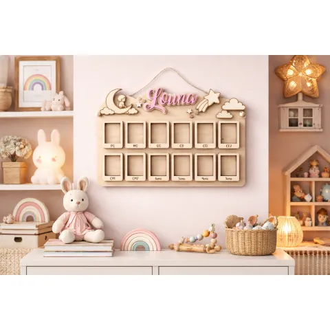 Cadre photo scolaire personnalisé en bois