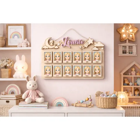 Cadre photo scolaire personnalisé en bois