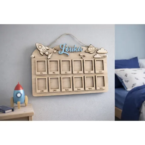 Cadre photo scolaire personnalisé en bois