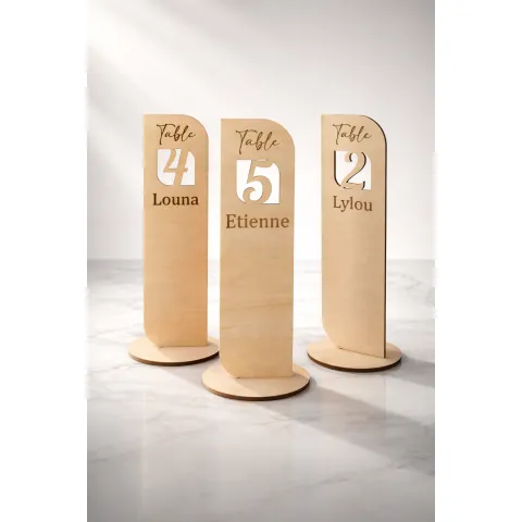 Numéro de table mariage en bois personnalisé